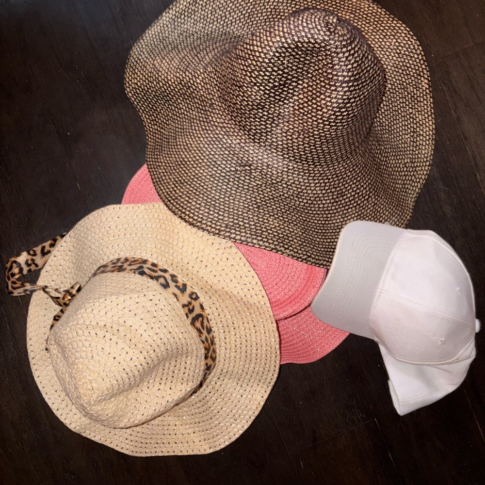 Stylish Hat Collection - Brown, Pink, White (4 total- NEVER WORN)